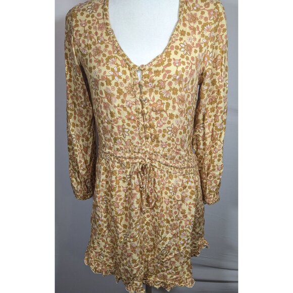 Barefoot Blonde Joni Play Dress Neutral Floral With Drawstring Waist - Picture 6 of 9